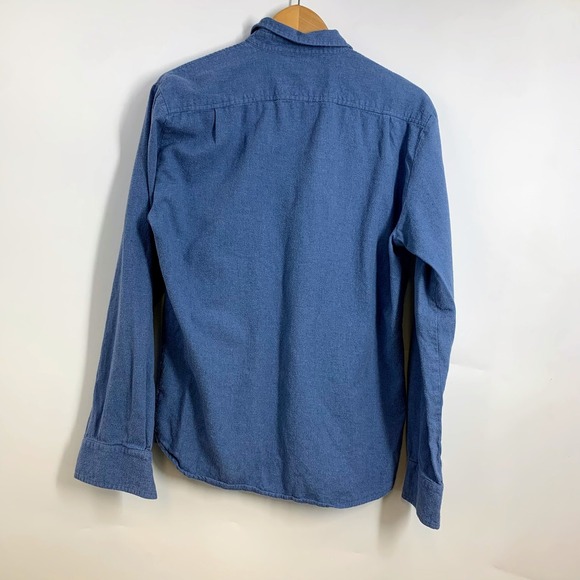 Marine Layer Blue Long Sleeve Button Up Work Shirt 100% Cotton Size Medium - Picture 2 of 12
